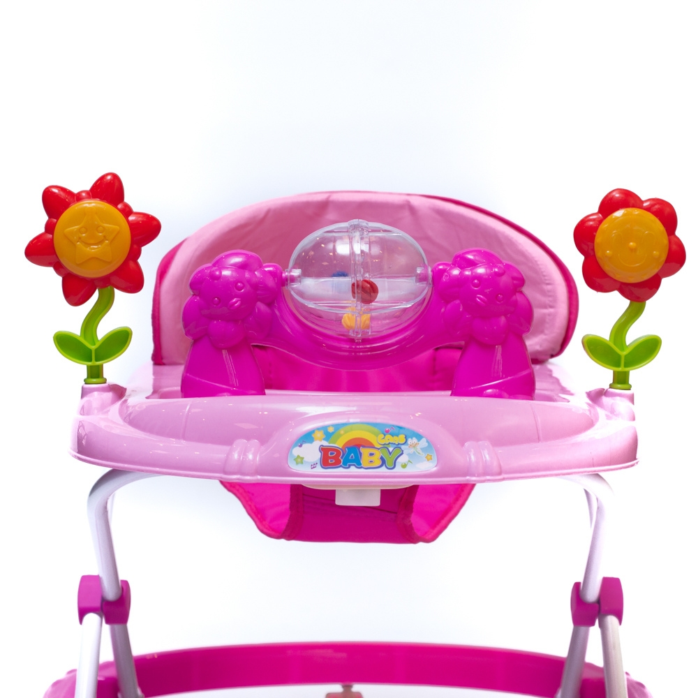 Andador para bebé modelo volante rosa. Andador de actividades o tacatá
